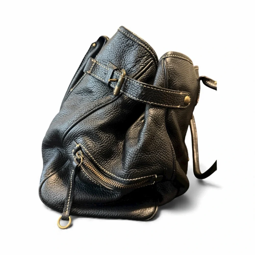 J. Crew Collection Brown Leather Shoulder Bag with Gold/Brass Accents - Picture 3 of 8